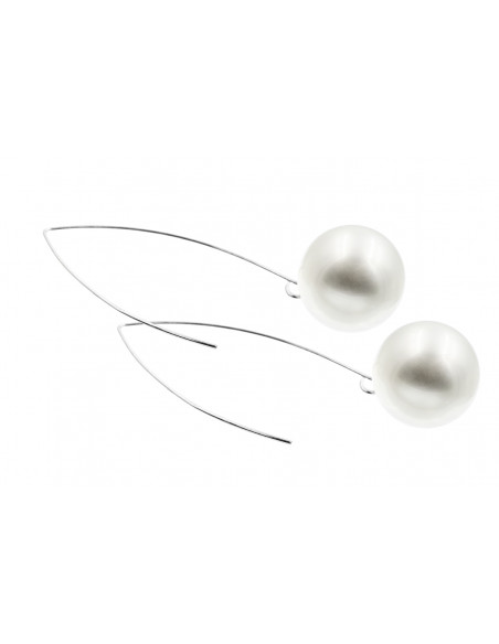 silver earrings with large 16 mm white shell pearl