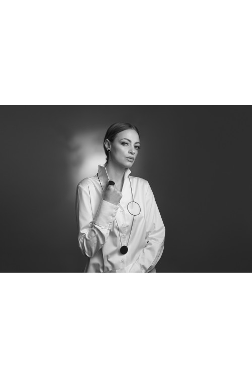 Minimalist-style earrings made of black matt stainless steel