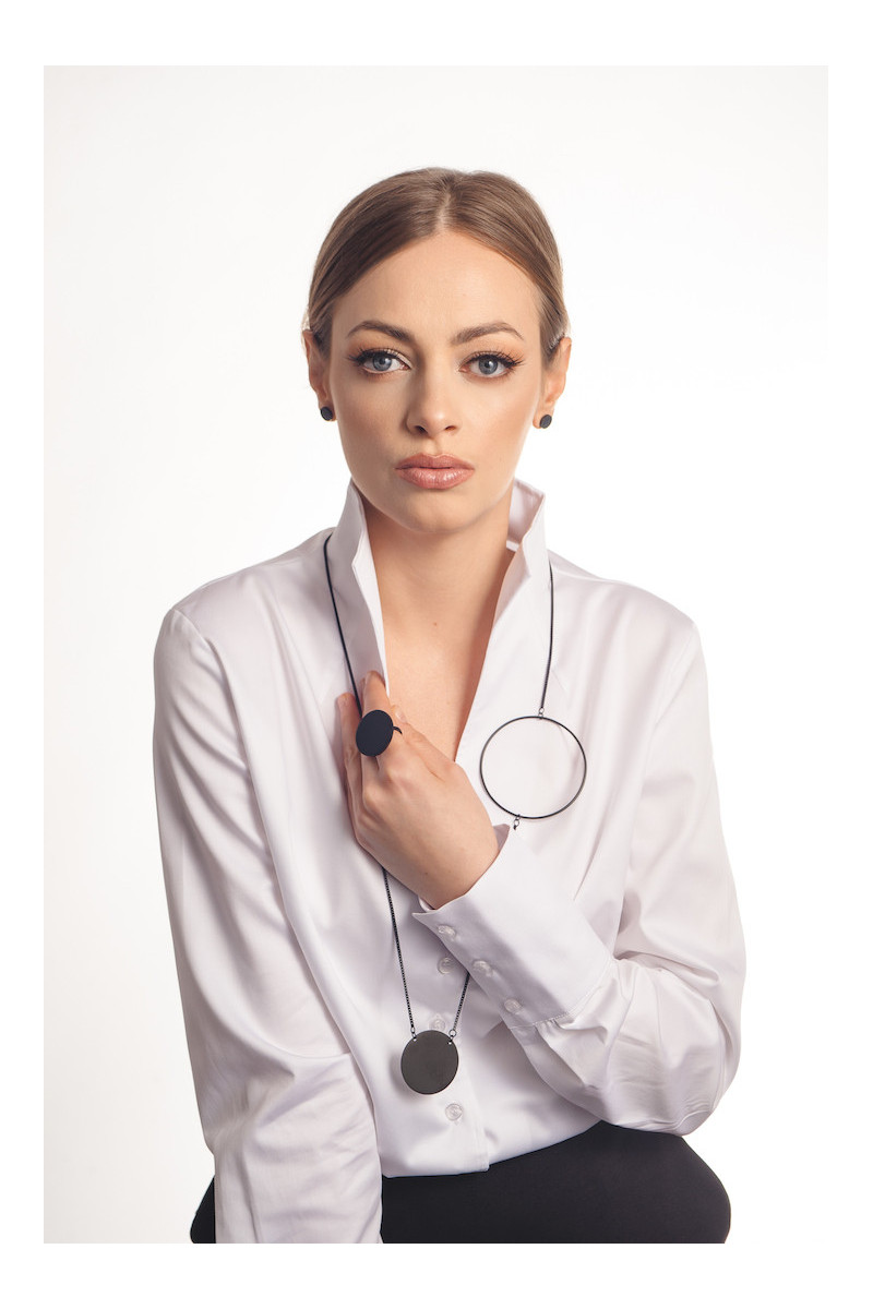 Minimalist-style earrings made of black matt stainless steel