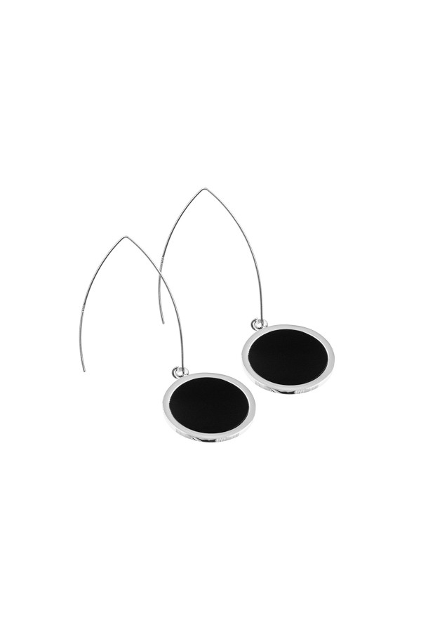 Long modern earrings in silver and stainless steel