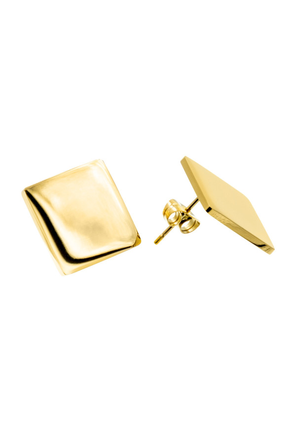 Gold square earrings made of gold-plated stainless steel