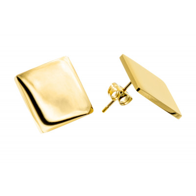 Gold square earrings made of gold-plated stainless steel