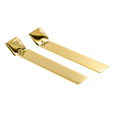 Gold-plated stainless steel earrings – geometric square and rectangle design