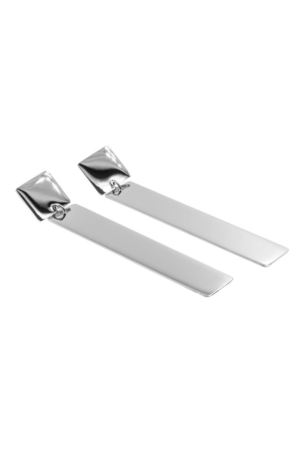 Stainless steel earrings silver, square and rectangle