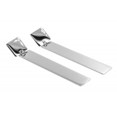 Stainless steel earrings – silver, square and rectangle