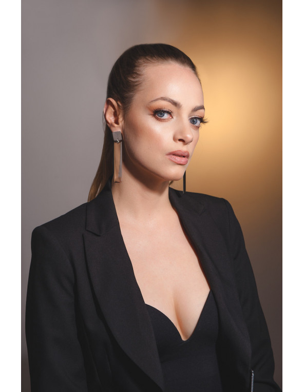 Stainless steel earrings – silver, square and rectangle