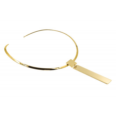 Gold-plated stainless steel choker with a simple pendant