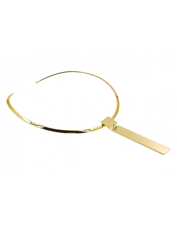 Gold-plated stainless steel choker with a simple pendant