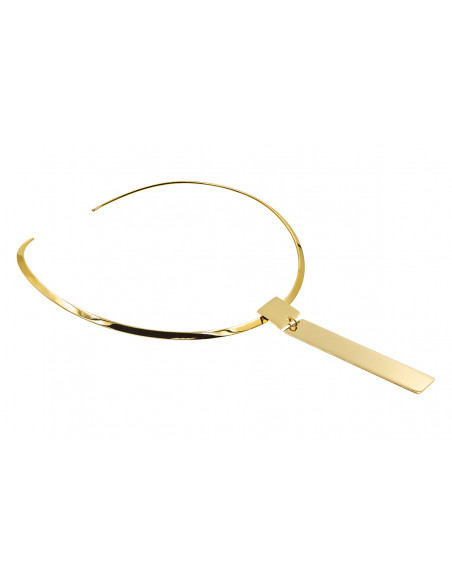 Gold-plated stainless steel choker with a simple pendant