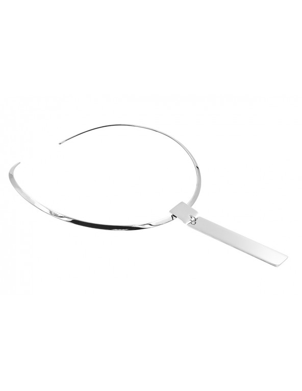 Stainless steel choker with a simple silver pendant
