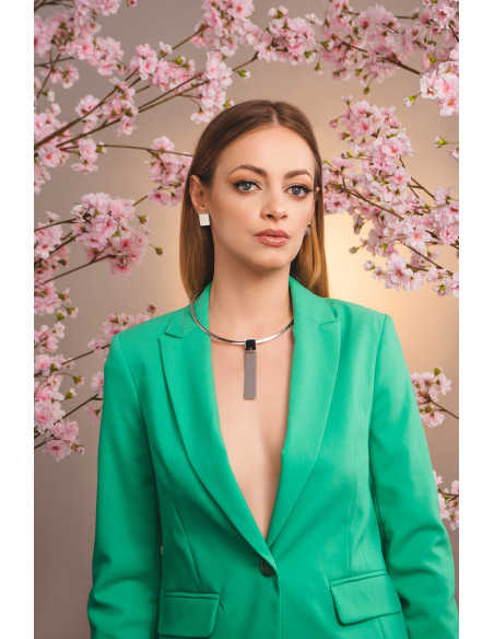 Stainless steel choker with a simple silver pendant