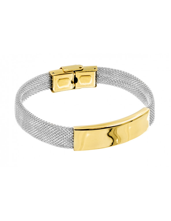 Delicate steel bracelet with gold-plated elements
