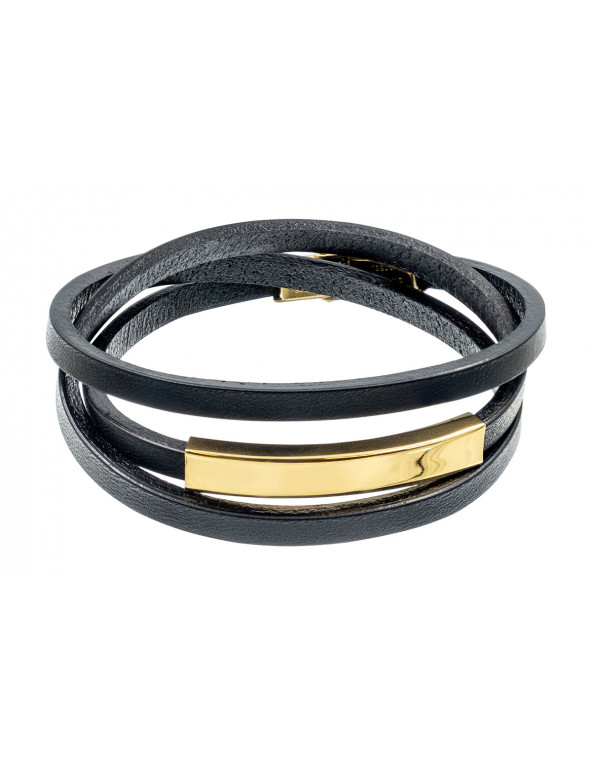 Simple and modern leather bracelet with gold-plated element