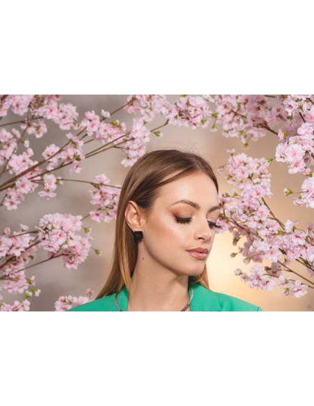 Minimalist black matte stainless steel square earrings