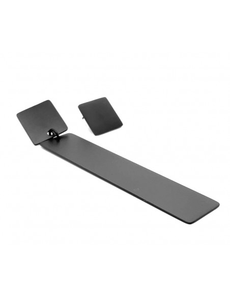 Modern asymmetrical black matte stainless steel earrings