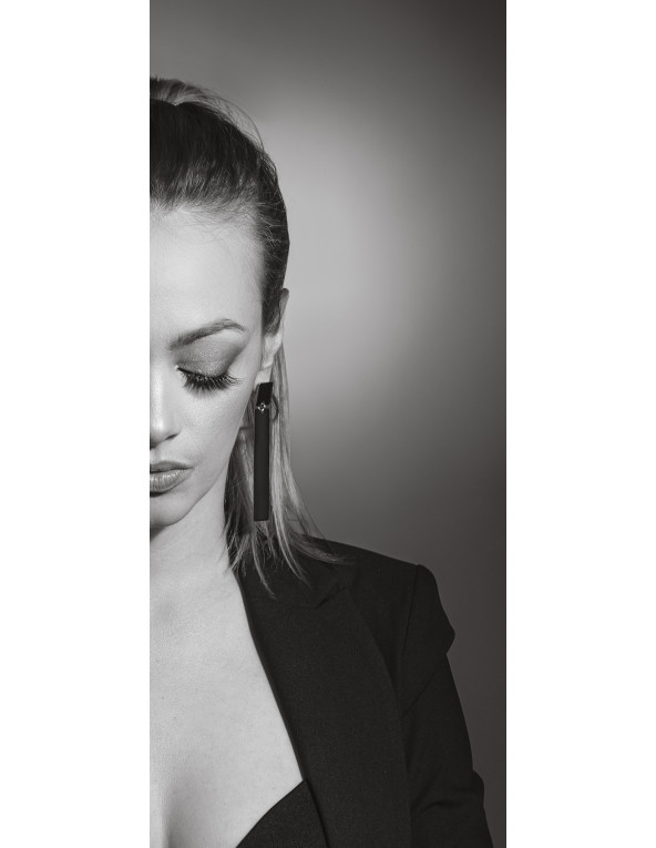 Modern asymmetrical black matte stainless steel earrings