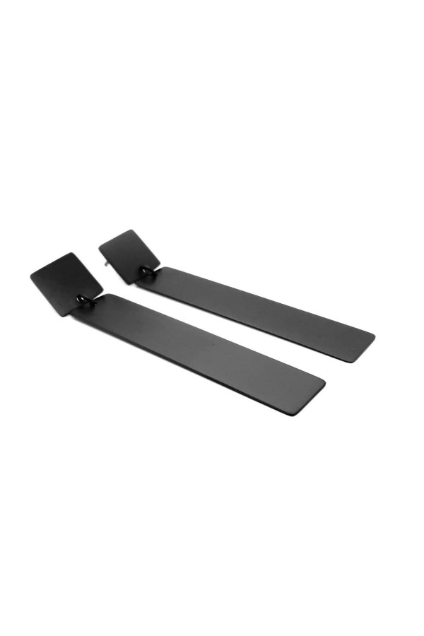 Long minimalist earrings made of black matte stainless steel