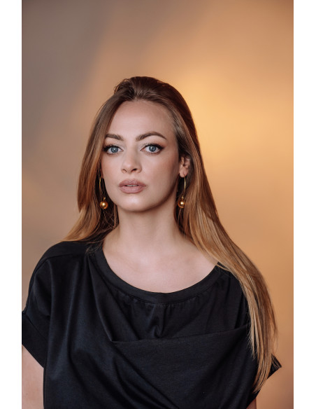 Golden sphere earrings made of silver and stainless steel