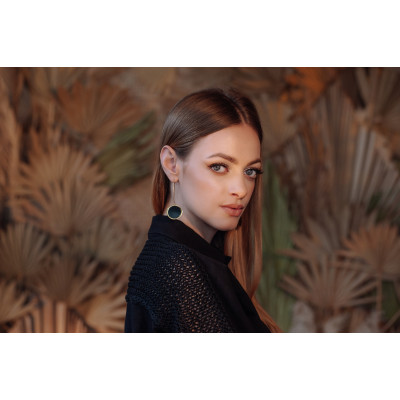 Long modern earrings in gold-plated silver and stainless... 2