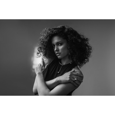 Stainless steel ring with two decorative spheres in silver and black finish 2