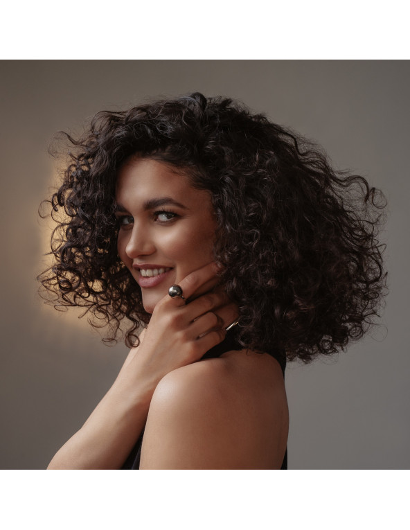 Stainless steel ring with large silver sphere