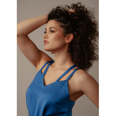 Golden sphere earrings made of silver and stainless steel 2