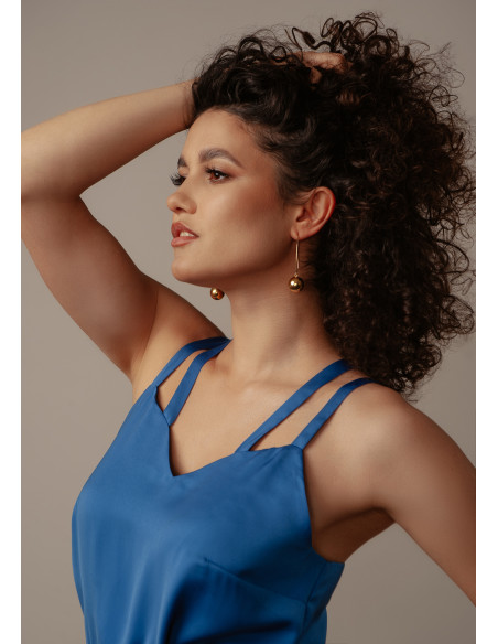 Golden sphere earrings made of silver and stainless steel