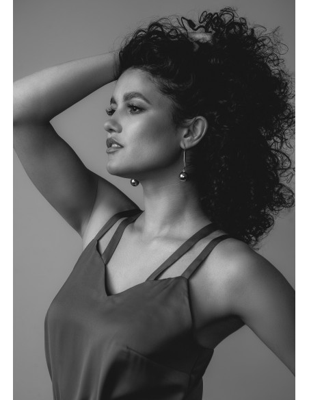 Silver ball earrings made of sterling silver 925 and stainless steel, minimalist design