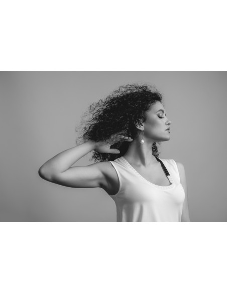 silver earrings with large 16 mm white shell pearl