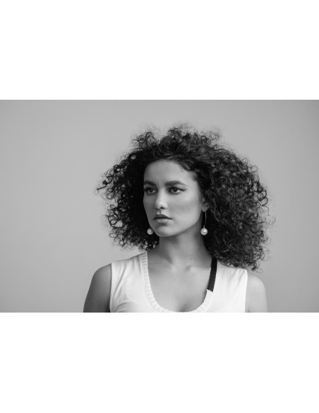 silver earrings with large 16 mm white shell pearl