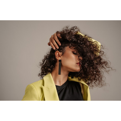 Modern asymmetrical black matte stainless steel earrings 2