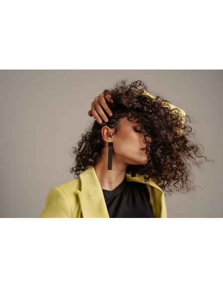 Modern asymmetrical black matte stainless steel earrings