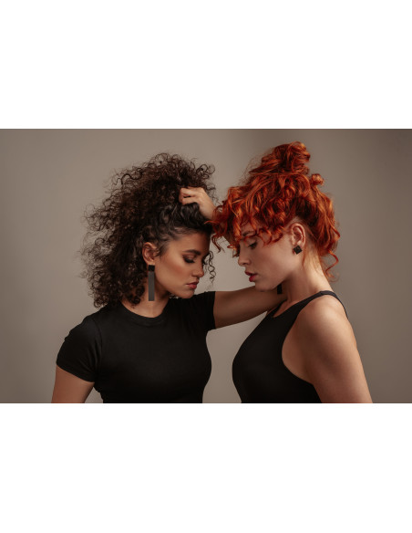 Modern asymmetrical black matte stainless steel earrings