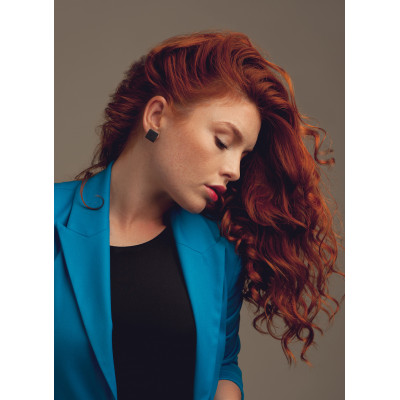 Minimalist black matte stainless steel square earrings 2