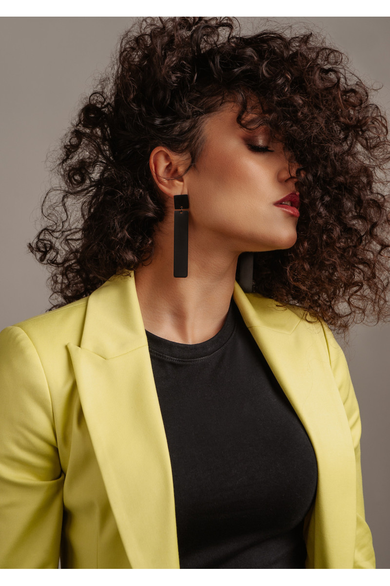 Long minimalist earrings made of black matte stainless steel