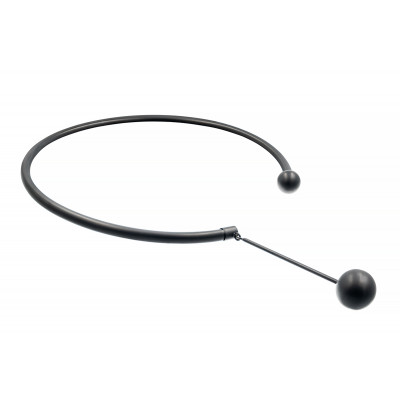 Black matte stainless steel necklace with decorative sphere.