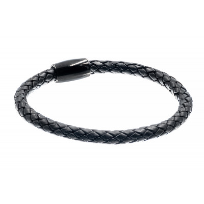 Men’s bracelet made of black braided leather with a magnetic clasp