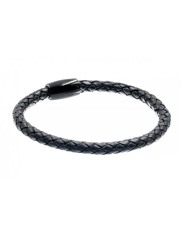 Men’s bracelet made of black braided leather with a magnetic clasp