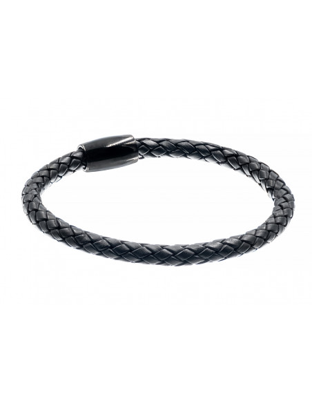 Men’s bracelet made of black braided leather with a magnetic clasp