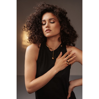 Gold-plated stainless steel necklace with a decorative sphere 2