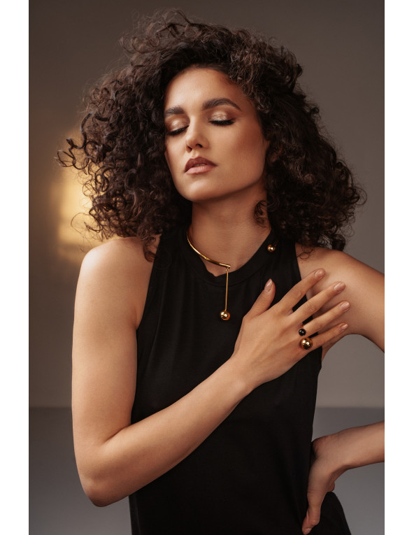 Gold-plated stainless steel necklace with a decorative sphere