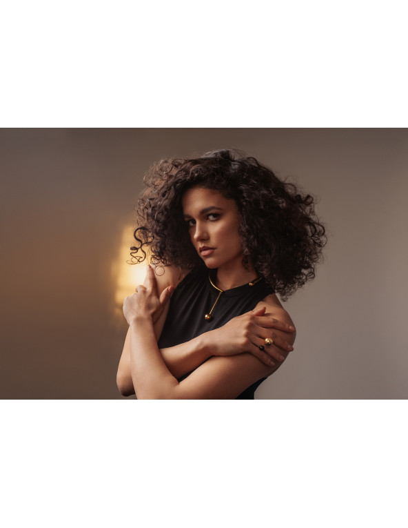 Gold-plated stainless steel necklace with a decorative sphere