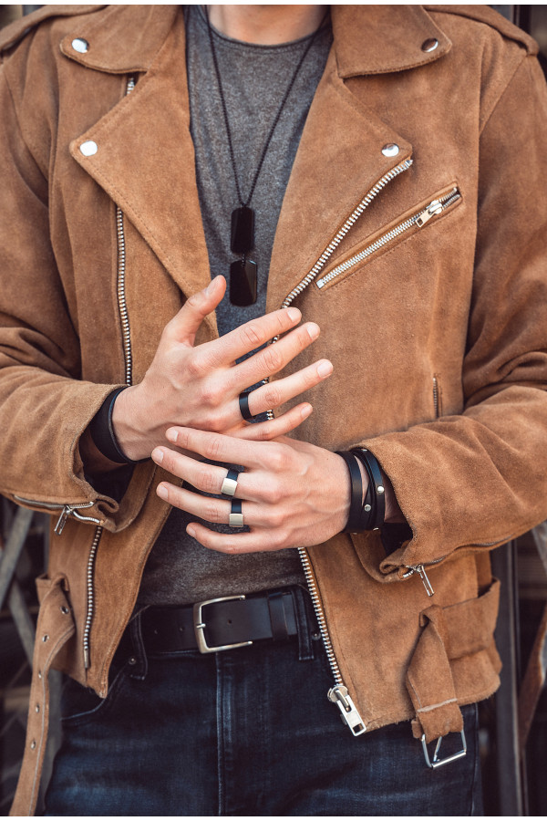 Matte black stainless steel ring 2