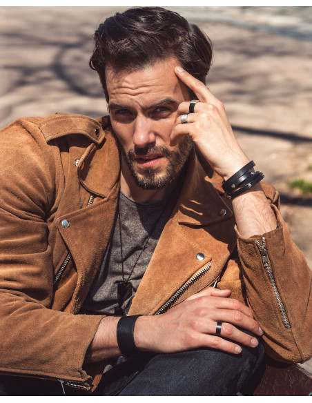 Matte black stainless steel ring