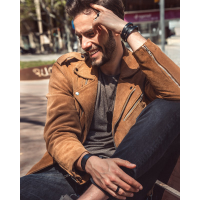 Men’s black double wrap leather bracelet with snaps 2