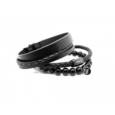 Men's bracelet set made of natural leather and natural...