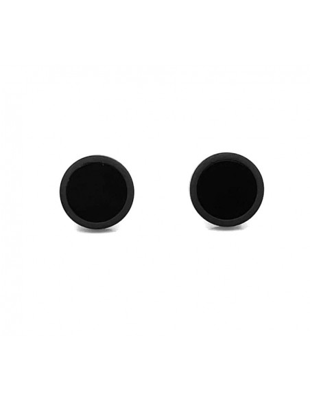 Black stainless steel earrings with polished center