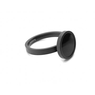 Matte black stainless steel ring with eye detail
