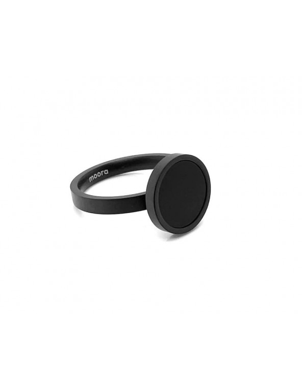 Matte black stainless steel ring with eye detail