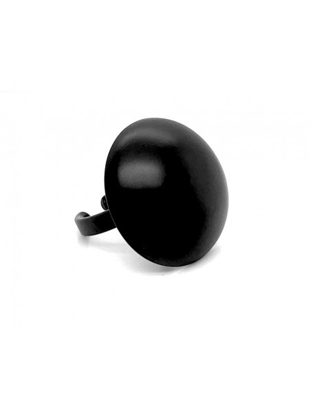 Black matte stainless steel ring in the shape of a hemisphere